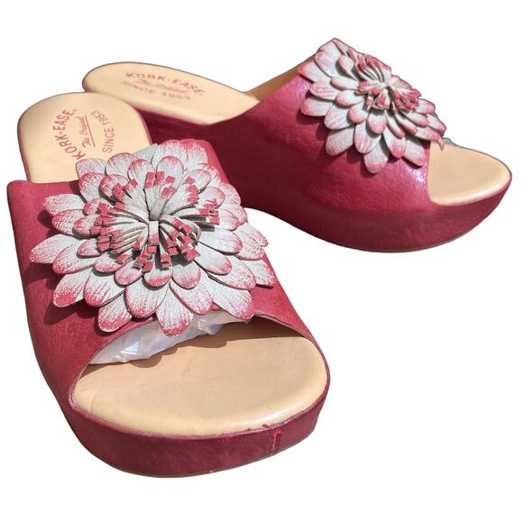 Kork-Ease Sundance sandals size 10 red 3d Flower artsy eclectic hippy boho - Picture 3 of 13